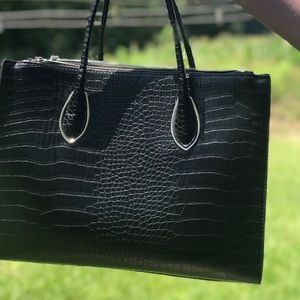 H&M Black Faux Leather Crocodile Bag